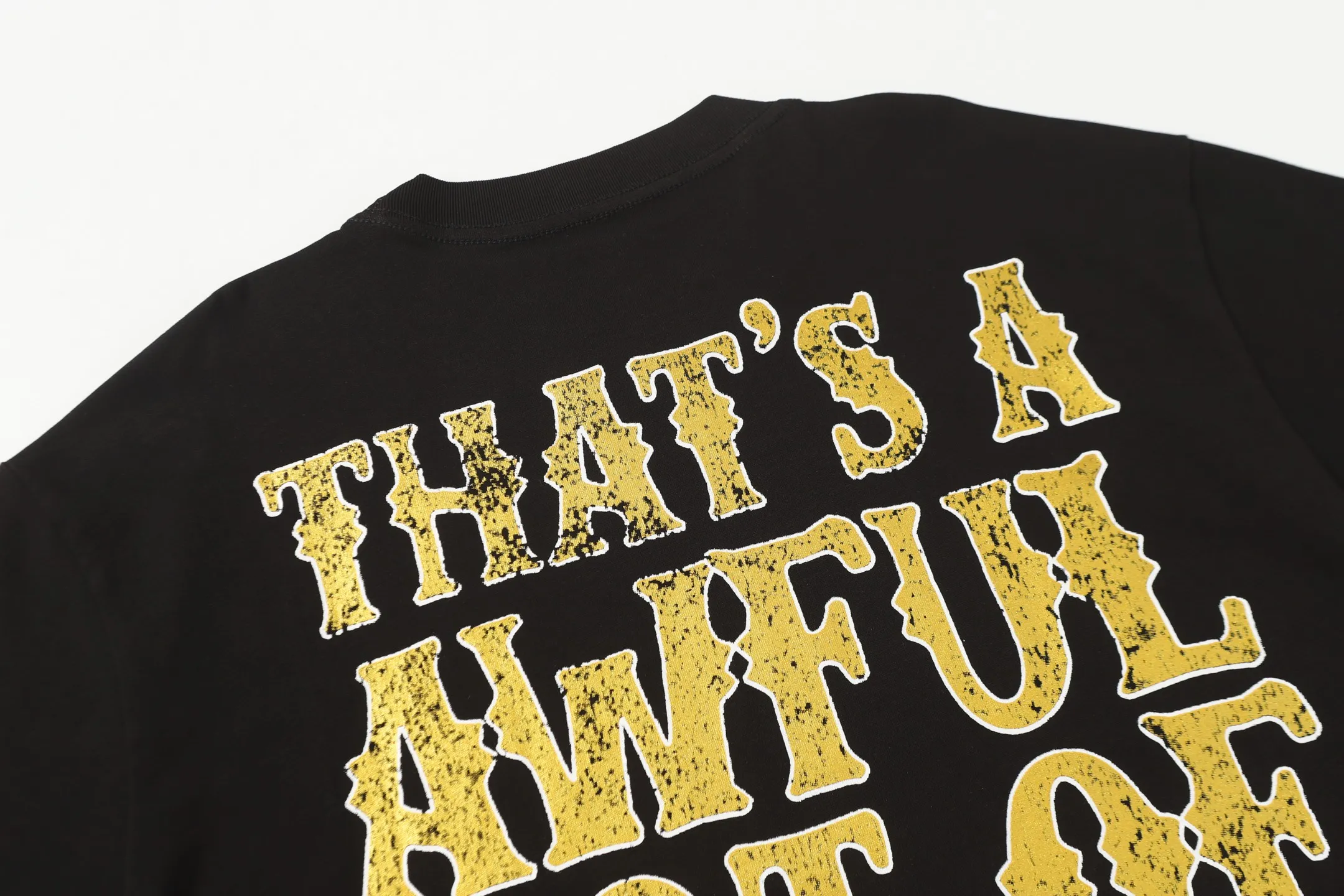 2212#Black | THAT'S A AWFUL LOT OF COUGH SYRUP In Stock Real shot American simple fashion brand loose casual T-shirt Fabric (fabric): 32 counts Weight combed double yarn pure cotton Sizes (size): S-M L X L Color (colour): Black